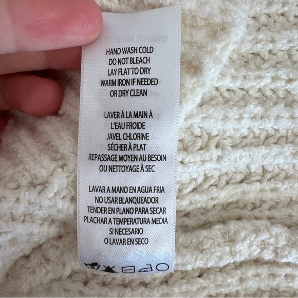 Frame Cotton Chunky Knit Balloon Sleeve Sweater Off White - Picture 9 of 9